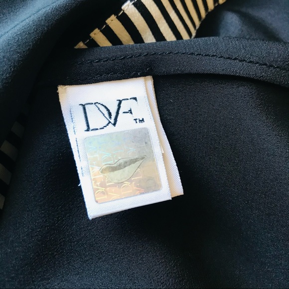 Diane Von Furstenberg DVF Black Collar Lorelei Long Sleeve Button Up Silk Blouse - Picture 9 of 15